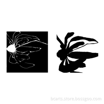 Home decor black and white canvas simple flower painting